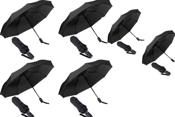 Discountershop 6x Automatische Stormparaplu - Paraplu – Automatisch, Opvouwbaar & Windproof tot 70 - 80 km p/u - Ø 95 cm - 7 panelen - Dubbele Laag - Zwart Discountershop 6x Automatische Stormparaplu - Paraplu – Automatisch, Opvouwbaar & Windproof tot 70 - 80 km p/u - Ø 95 cm - 7 panelen - Dubbele Laag - Zwart
