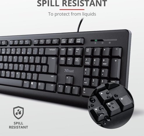 Trust Toetsenbord en Muis trust - QWERTY - Zwart Een simpel setje voor een goede basis