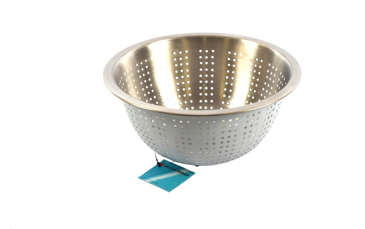 Discountershop Small kitchen colander stainless steel - White 24 cm Discountershop Small kitchen colander stainless steel - White 24 cm