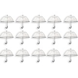 Discountershop 15x Transparante Paraplu 85 cm - Doorzichtige Koepelparaplu - Bubbleparaplu - Winddichte Trouwparaplu met J Haak Handvat