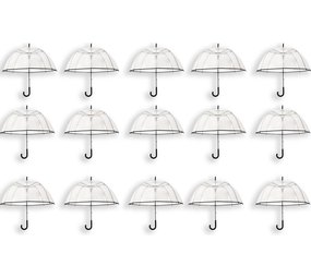 Discountershop 15x Transparante Paraplu 85 cm - Doorzichtige Koepelparaplu - Bubbleparaplu - Winddichte Trouwparaplu met J Haak Handvat Discountershop 15x Transparante Paraplu 85 cm - Doorzichtige Koepelparaplu - Bubbleparaplu - Winddichte Trouwparaplu met J Haak Handvat