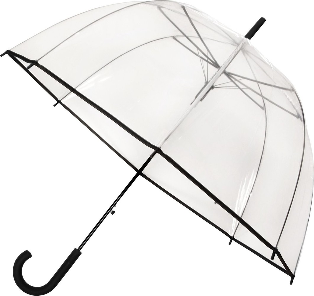 Discountershop 15x Transparent PVC Stick Umbrella 85 cm - Transparent Clear Dome - Windproof Wedding Umbrella with J Handle - Durable and Snow Proof