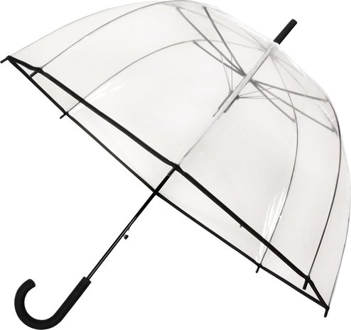 Discountershop 15x Transparent PVC Stick Umbrella 85 cm - Transparent Clear Dome - Windproof Wedding Umbrella with J Handle - Durable and Snow Proof