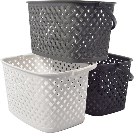 Discountershop Storage basket Storage tray Plastic storage bin with handles 5 liters Black organizer 22 x 12.9 x 15 cm Rattan Discountershop Storage basket Storage tray Plastic storage bin with handles 5 liters Black organizer 22 x 12.9 x 15 cm Rattan