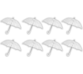 Discountershop Umbrella Transparent Large 100 cm - Transparent Wedding Umbrella - Bridal Umbrella for Rain & Snow - Pack of 8