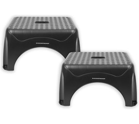 Discountershop Opstapkrukje Max. belastbaar gewicht 150 KG Opstapkrukje 2 stuks in de verpakking - opstapje/trappetje zwart met anti-slip -150 kg - oppervlak 45 x 31.5 cm