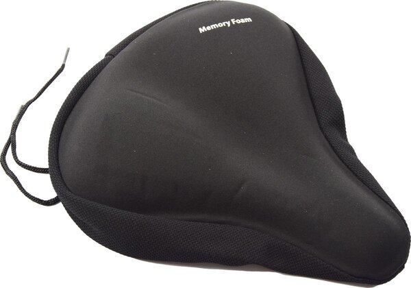 Merkloos Traagschuim Fietszadelhoes met Gel – Comfortabel Zadelkussen voor Dames & Heren – Geschikt voor Cruiser, Spinning & Hometrainer – 260x235mm – Zwart Memory Foam