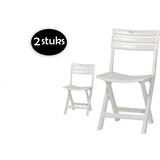 Merkloos 2 Stuks witte kunststof klapstoelen voor binnen en buiten Merkloos 2 Stuks witte kunststof klapstoelen voor binnen en buiten