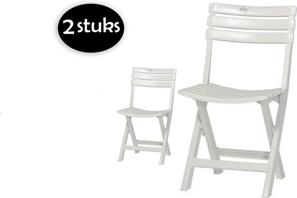 Merkloos 2 pieces of white plastic folding chairs for indoors and outdoors Merkloos 2 pieces of white plastic folding chairs for indoors and outdoors