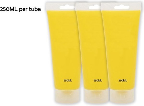 Merkloos Acrylic paint 250 ML per tube in the package of 3 pieces - Waterproof paint - Acrylic paint YELLOW Merkloos Acrylic paint 250 ML per tube in the package of 3 pieces - Waterproof paint - Acrylic paint YELLOW