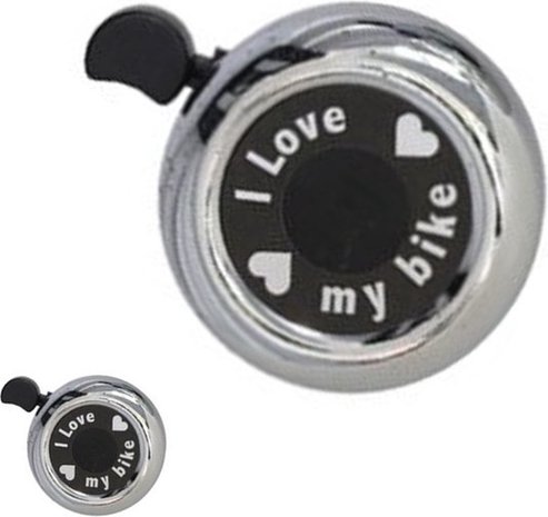 Merkloos I love my Bike - Fietsbel - 5,5X3 CM - 2 stuks in de verpakking Merkloos I love my Bike - Fietsbel - 5,5X3 CM - 2 stuks in de verpakking
