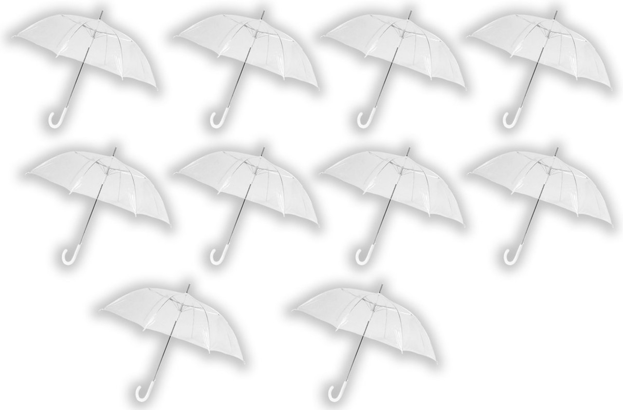 Discountershop Transparent Clear Dome Umbrella 100cm for Weddings – Durable Wind-Resistant Strong Umbrella – Transparent PVC Stick – 10 Pack Value Deal