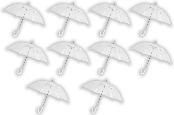 Discountershop Transparent Clear Dome Umbrella 100cm for Weddings – Durable Wind-Resistant Strong Umbrella – Transparent PVC Stick – 10 Pack Value Deal