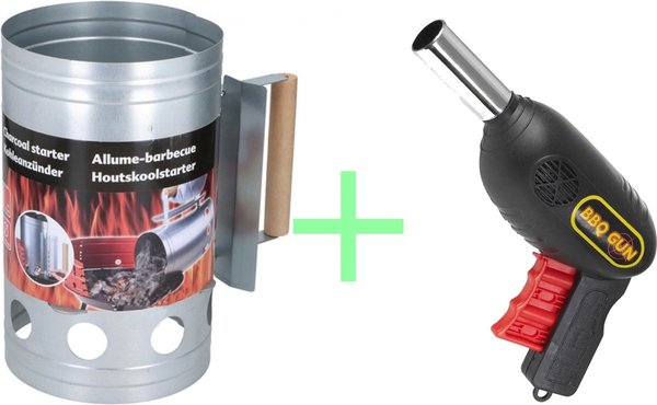 Merkloos Charcoal starter with Barbecue starter gun - Metal - 17x27.5cm - Pay attention! Gun is not a lighter! Merkloos Charcoal starter with Barbecue starter gun - Metal - 17x27.5cm - Pay attention! Gun is not a lighter!