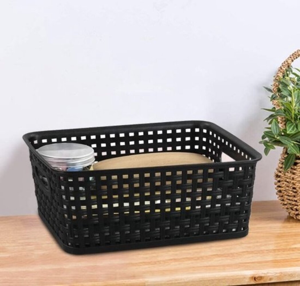 Merkloos 6-Pack Mix Zwarte Plastic Geweven Rotan Opbergmand Desktop Manden Plastic Fruitmand - Opberger - Opbergmanden Merkloos 6-Pack Mix Zwarte Plastic Geweven Rotan Opbergmand Desktop Manden Plastic Fruitmand - Opberger - Opbergmanden