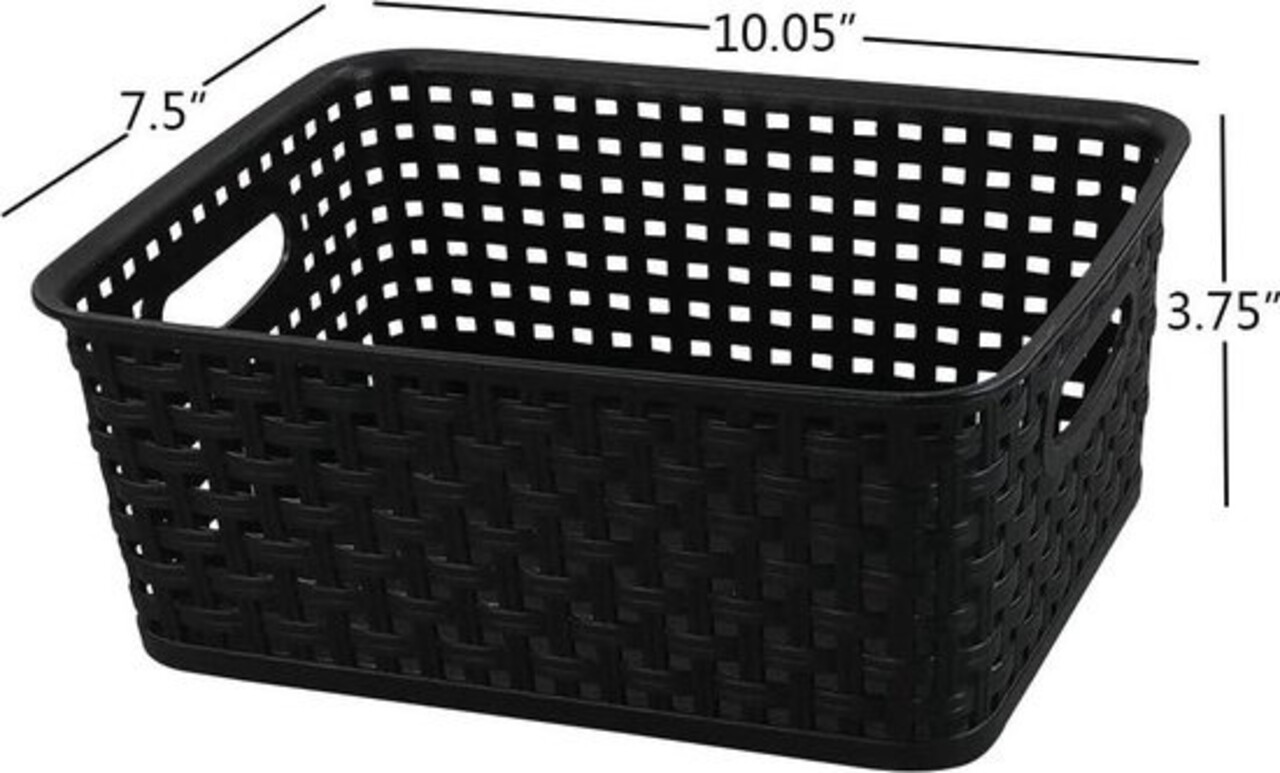 Merkloos 6-Pack Mix Zwarte Plastic Geweven Rotan Opbergmand Desktop Manden Plastic Fruitmand - Opberger - Opbergmanden Merkloos 6-Pack Mix Zwarte Plastic Geweven Rotan Opbergmand Desktop Manden Plastic Fruitmand - Opberger - Opbergmanden