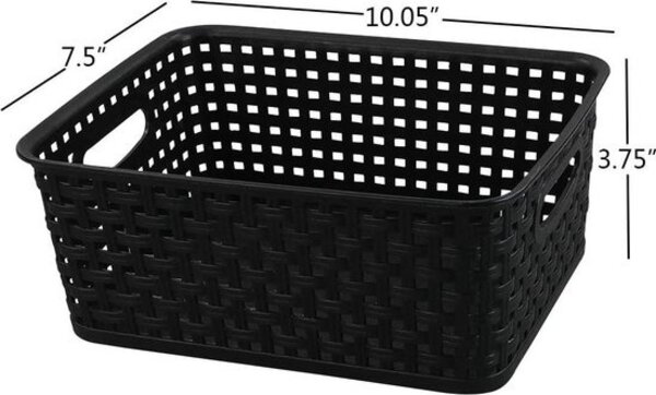 Merkloos 6-Pack Mix Zwarte Plastic Geweven Rotan Opbergmand Desktop Manden Plastic Fruitmand - Opberger - Opbergmanden Merkloos 6-Pack Mix Zwarte Plastic Geweven Rotan Opbergmand Desktop Manden Plastic Fruitmand - Opberger - Opbergmanden
