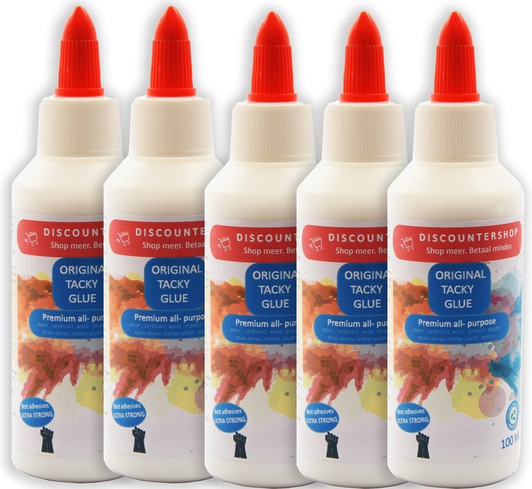 Discountershop Tacky glue with content of 100 ML - 5 pieces in the package - 500 ML