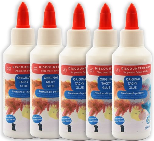 Discountershop Tacky glue with content of 100 ML - 5 pieces in the package - 500 ML