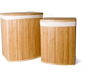 Merkloos 2-Piece Laundry Baskets with lid | Laundry Basket Sustainable | laundry bag cotton |Bamboo laundry basket | 64L / 33L Merkloos 2-Piece Laundry Baskets with lid | Laundry Basket Sustainable | laundry bag cotton |Bamboo laundry basket | 64L / 33L