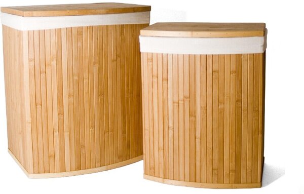 Merkloos 2-Delige Wasmanden met deksel | Wasmand Duurzaam | waszak katoen | Wasmand bamboe | 64L / 33L Merkloos 2-Delige Wasmanden met deksel | Wasmand Duurzaam | waszak katoen | Wasmand bamboe | 64L / 33L