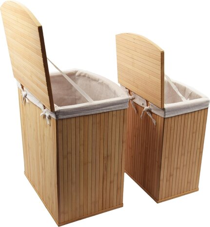 Merkloos 2-Piece Laundry Baskets with lid | Laundry Basket Sustainable | laundry bag cotton |Bamboo laundry basket | 64L / 33L Merkloos 2-Piece Laundry Baskets with lid | Laundry Basket Sustainable | laundry bag cotton |Bamboo laundry basket | 64L / 33L