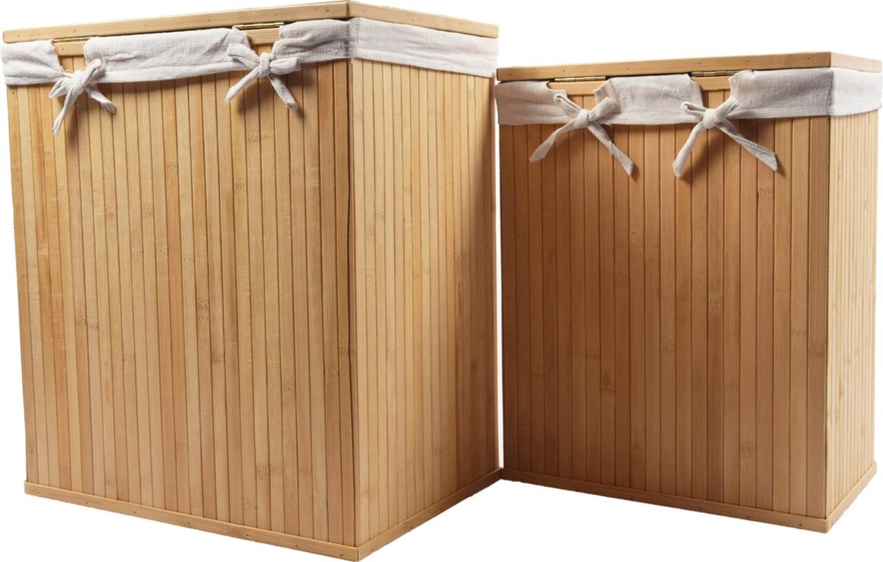 Merkloos 2-Piece Laundry Baskets with lid | Laundry Basket Sustainable | laundry bag cotton |Bamboo laundry basket | 64L / 33L Merkloos 2-Piece Laundry Baskets with lid | Laundry Basket Sustainable | laundry bag cotton |Bamboo laundry basket | 64L / 33L