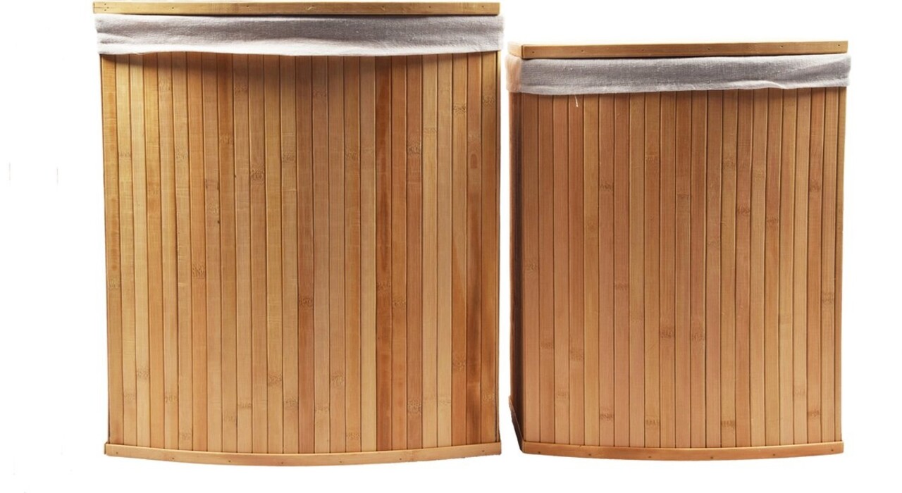 Merkloos 2-Piece Laundry Baskets with lid | Laundry Basket Sustainable | laundry bag cotton |Bamboo laundry basket | 64L / 33L Merkloos 2-Piece Laundry Baskets with lid | Laundry Basket Sustainable | laundry bag cotton |Bamboo laundry basket | 64L / 33L