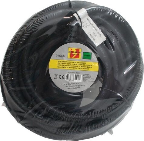 Merkloos Verlengsnoer Rubber met Randaarde 10 meter Merkloos Verlengsnoer Rubber met Randaarde 10 meter