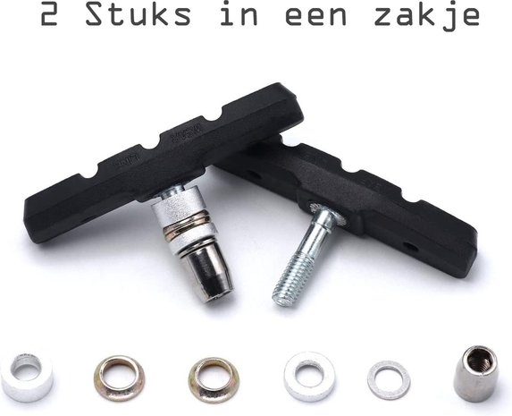 Discountershop 5 Set Universele Rubberen Fiets V Remblokken Set - 5 Paar – 10 Stuks – 70mm | Rubber Remblokjes | Fietsen Remblok | Remblokkenset | Remblokset Geschikt voor Mountainbike, Stadsfiets, Vouwfiets en Tourfiets Discountershop 5 Set Universele Rubberen Fiets V Remblokken Set - 5 Paar – 10 Stuks – 70mm | Rubber Remblokjes | Fietsen Remblok | Remblokkenset | Remblokset Geschikt voor Mountainbike, Stadsfiets, Vouwfiets en Tourfiets