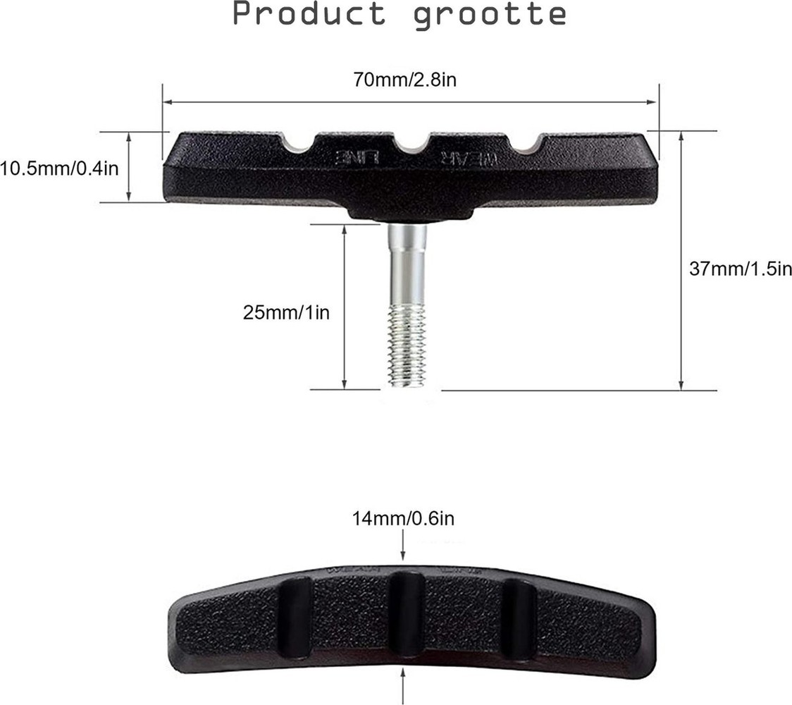 Discountershop 5 Set Universal Rubber Bicycle V Brake Pads Set - 5 Pairs - 10 Pieces - 70mm | Rubber Brake Pads | Cycling Brake Pad | Brake pad set | Brake pad set Suitable for mountain bike, city bike, folding bike and touring bike