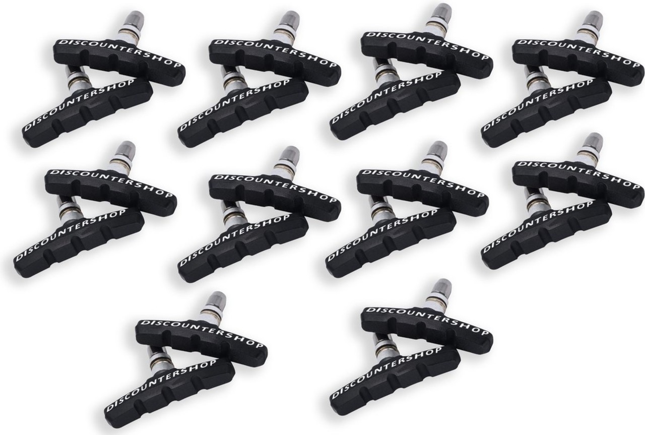 Discountershop 11 Set Universele Rubberen Fiets V Remblokken Set - 11 Paar – 22 Stuks – 70mm | Rubber Remblokjes | Fietsen Remblok | Remblokkenset | Remblokset Geschikt voor Mountainbike, Stadsfiets, Vouwfiets en Tourfiets Discountershop 11 Set Universele Rubberen Fiets V Remblokken Set - 11 Paar – 22 Stuks – 70mm | Rubber Remblokjes | Fietsen Remblok | Remblokkenset | Remblokset Geschikt voor Mountainbike, Stadsfiets, Vouwfiets en Tourfiets