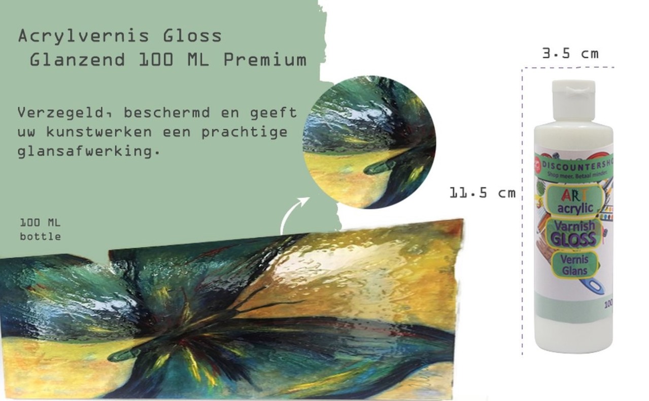 Discountershop Acrylic varnish Gloss varnish Transparent 100 ML Gloss Acrylic varnish