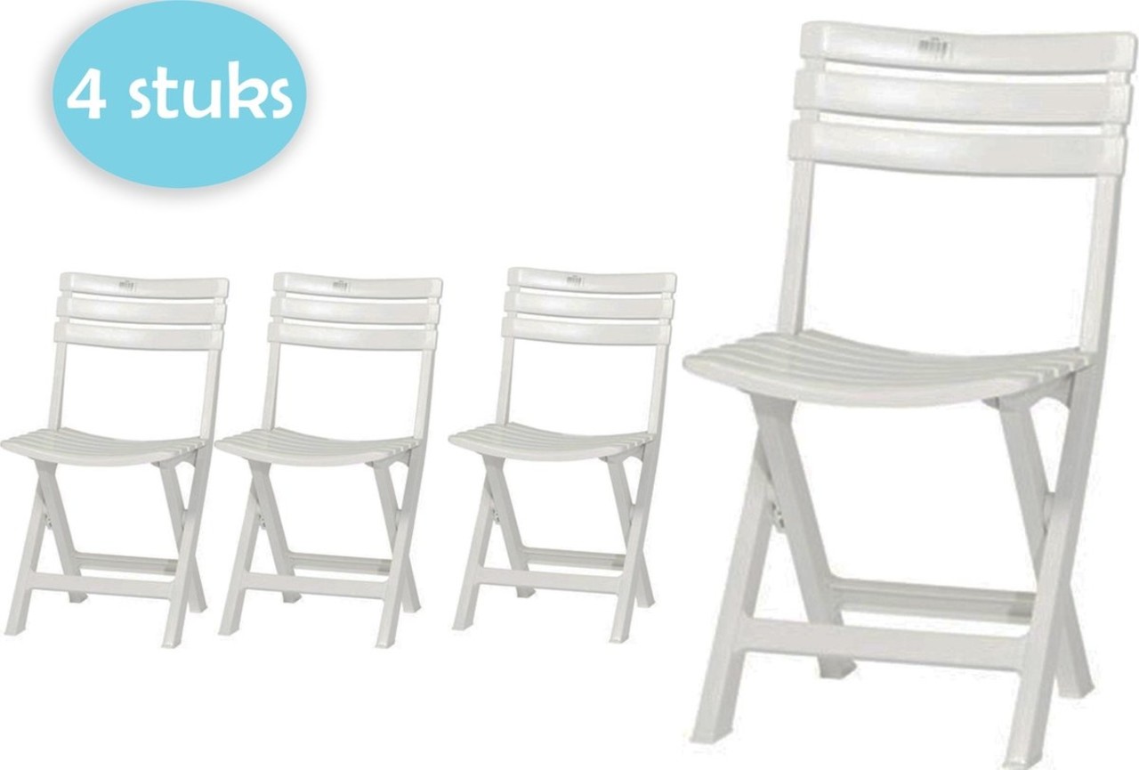 Merkloos 4 Pieces of white plastic folding chairs for indoors or outdoors | White | Garden chair | Bistro chair | Balcony chair | Foldable Camping Chair | 46cm x 41cm x 78cm Merkloos 4 Pieces of white plastic folding chairs for indoors or outdoors | White | Garden chair | Bistro chair | Balcony chair | Foldable Camping Chair | 46cm x 41cm x 78cm