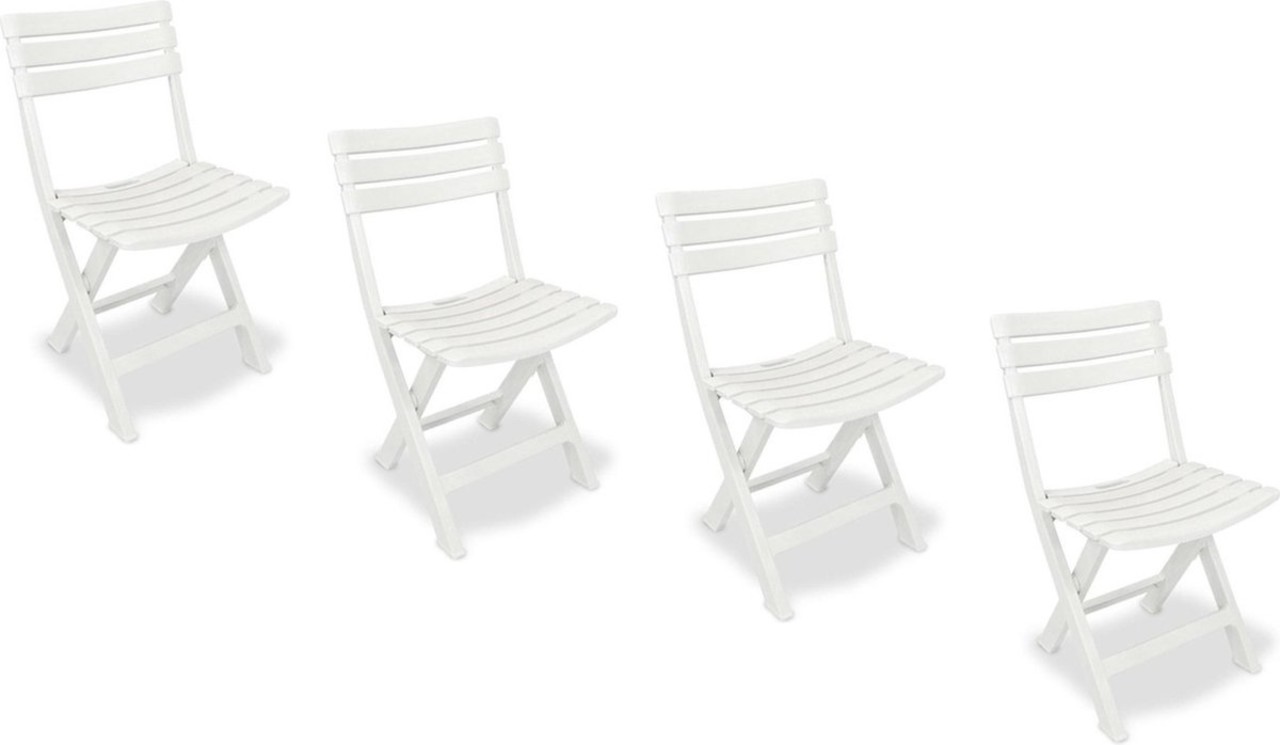 Merkloos 4 Pieces of white plastic folding chairs for indoors or outdoors | White | Garden chair | Bistro chair | Balcony chair | Foldable Camping Chair | 46cm x 41cm x 78cm Merkloos 4 Pieces of white plastic folding chairs for indoors or outdoors | White | Garden chair | Bistro chair | Balcony chair | Foldable Camping Chair | 46cm x 41cm x 78cm