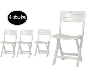 Merkloos 4 Pieces of white plastic folding chairs for indoors or outdoors | White | Garden chair | Bistro chair | Balcony chair | Foldable Camping Chair | 46cm x 41cm x 78cm Merkloos 4 Pieces of white plastic folding chairs for indoors or outdoors | White | Garden chair | Bistro chair | Balcony chair | Foldable Camping Chair | 46cm x 41cm x 78cm