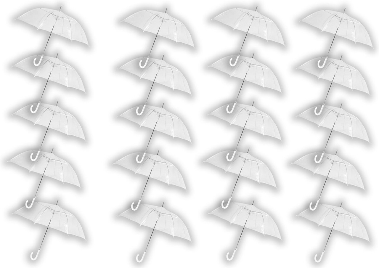 BES consumptie Baffle 20 stuks Paraplu transparant plastic paraplu's 100 cm - doorzichtige p -  Discountershop.nl