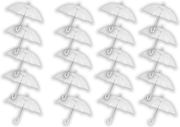 Discountershop Umbrella Transparent Large 100 cm - 20 pieces Value pack - Transparent Dome Umbrella - Sturdy & Lightweight