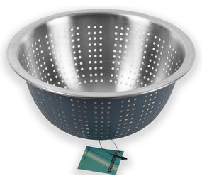 Discountershop Small kitchen colander stainless steel - blue 24 cm Discountershop Small kitchen colander stainless steel - blue 24 cm
