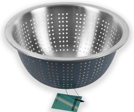 Discountershop Small kitchen colander stainless steel - blue 24 cm Discountershop Small kitchen colander stainless steel - blue 24 cm