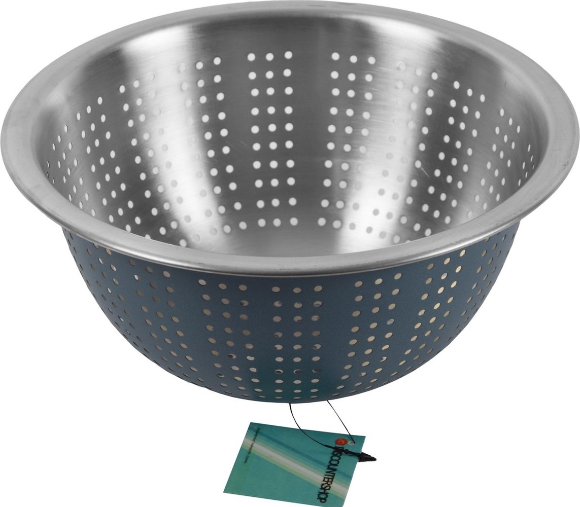 Discountershop Small kitchen colander stainless steel - blue 24 cm Discountershop Small kitchen colander stainless steel - blue 24 cm