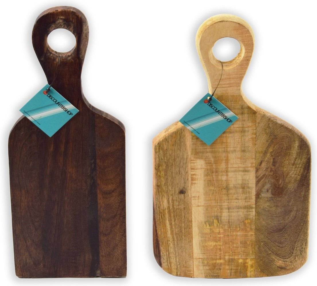 Discountershop Set van 2 Handgemaakte mango hout snijplank - kaasplank - snijplank - serveerschaal - houten dienblad - hakblok Discountershop Set van 2 Handgemaakte mango hout snijplank - kaasplank - snijplank - serveerschaal - houten dienblad - hakblok