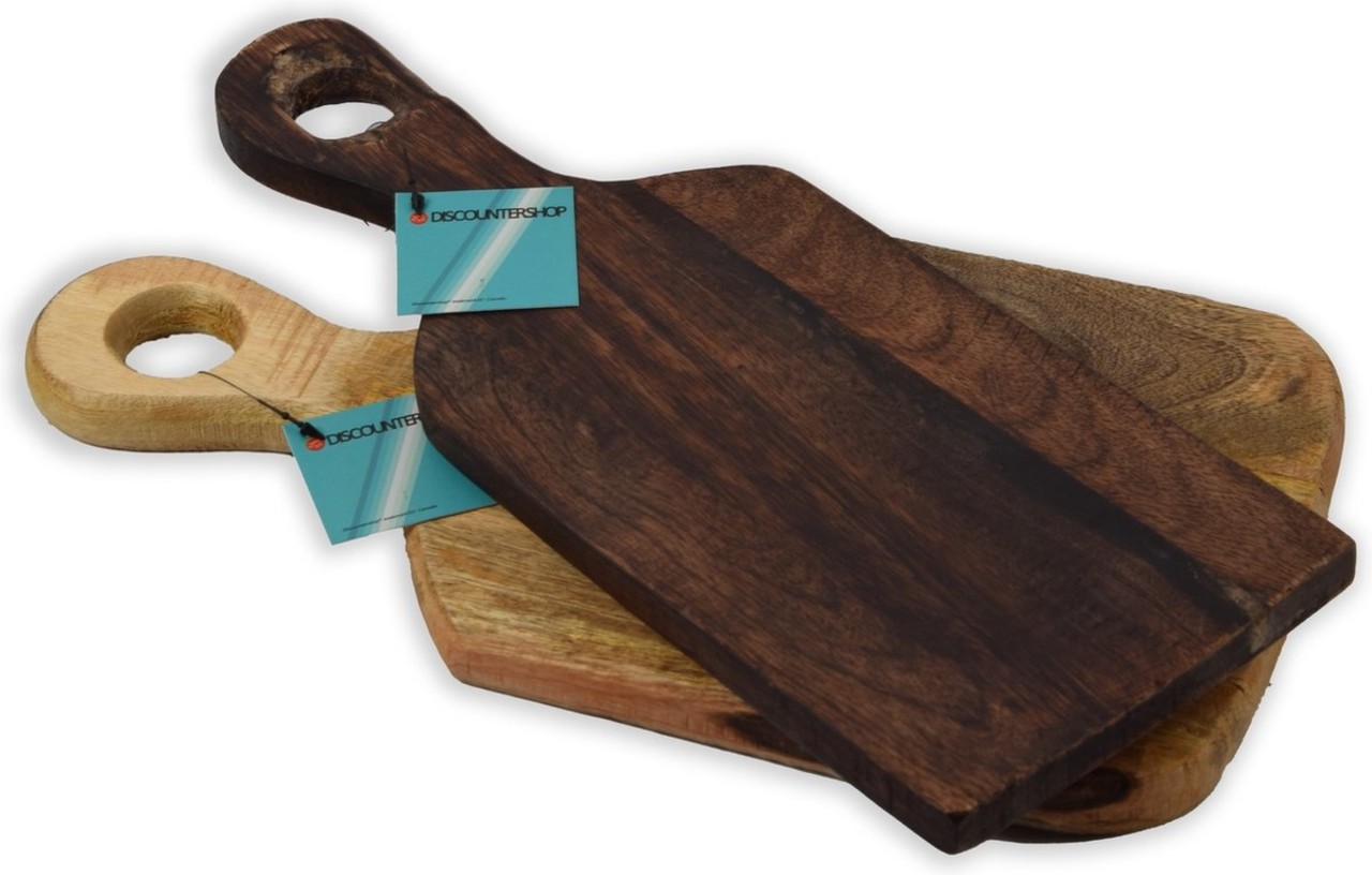 Discountershop Set van 2 Handgemaakte mango hout snijplank - kaasplank - snijplank - serveerschaal - houten dienblad - hakblok Discountershop Set van 2 Handgemaakte mango hout snijplank - kaasplank - snijplank - serveerschaal - houten dienblad - hakblok