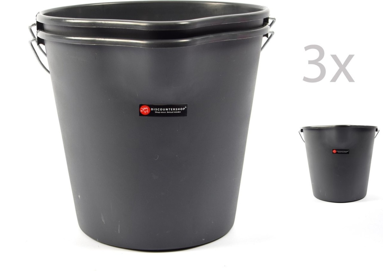 Merkloos Bouwemmer - 12L - Met tuit - 3 stuks Merkloos Bouwemmer - 12L - Met tuit - 3 stuks