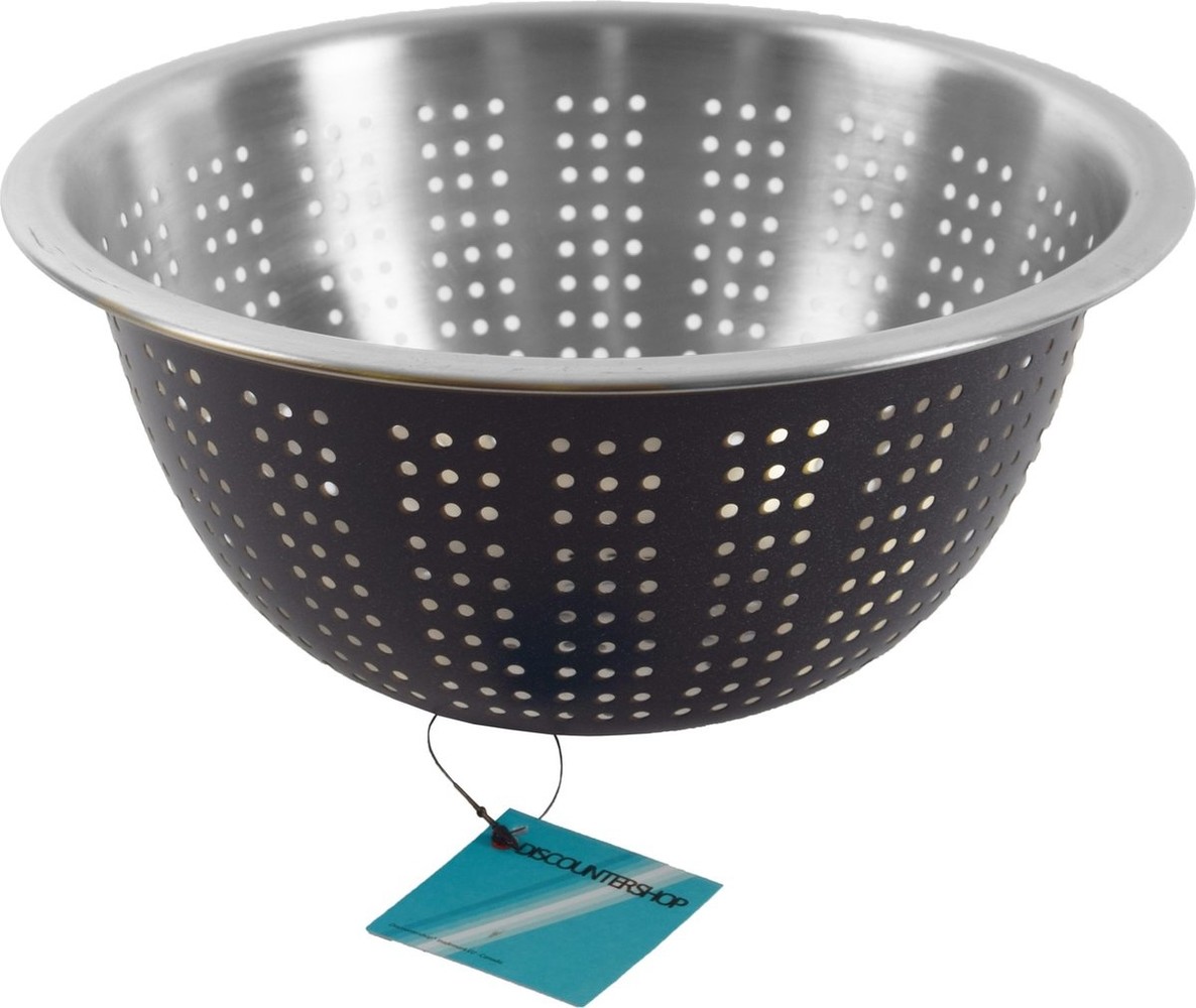 Discountershop Small Kitchen colander stainless steel - Black 24 cm Discountershop Small Kitchen colander stainless steel - Black 24 cm