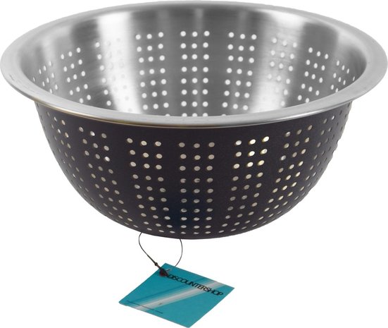 Discountershop Small Kitchen colander stainless steel - Black 24 cm Discountershop Small Kitchen colander stainless steel - Black 24 cm