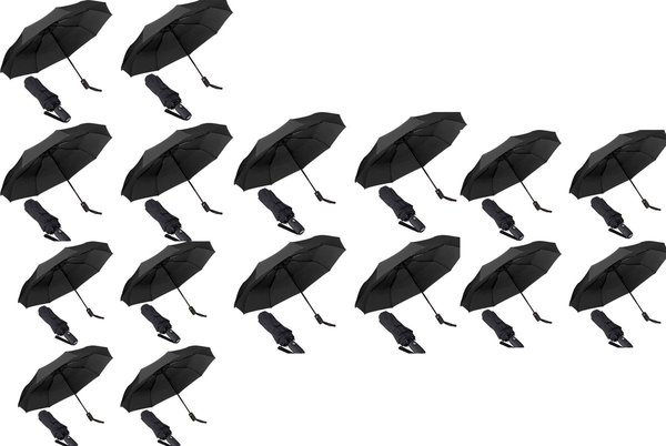 Discountershop 16x Automatic Storm Umbrella - Umbrella - Automatic, Foldable & Windproof up to 70 - 80 km p/h - Ø 95 cm - 7 panels - Double Layer - Black