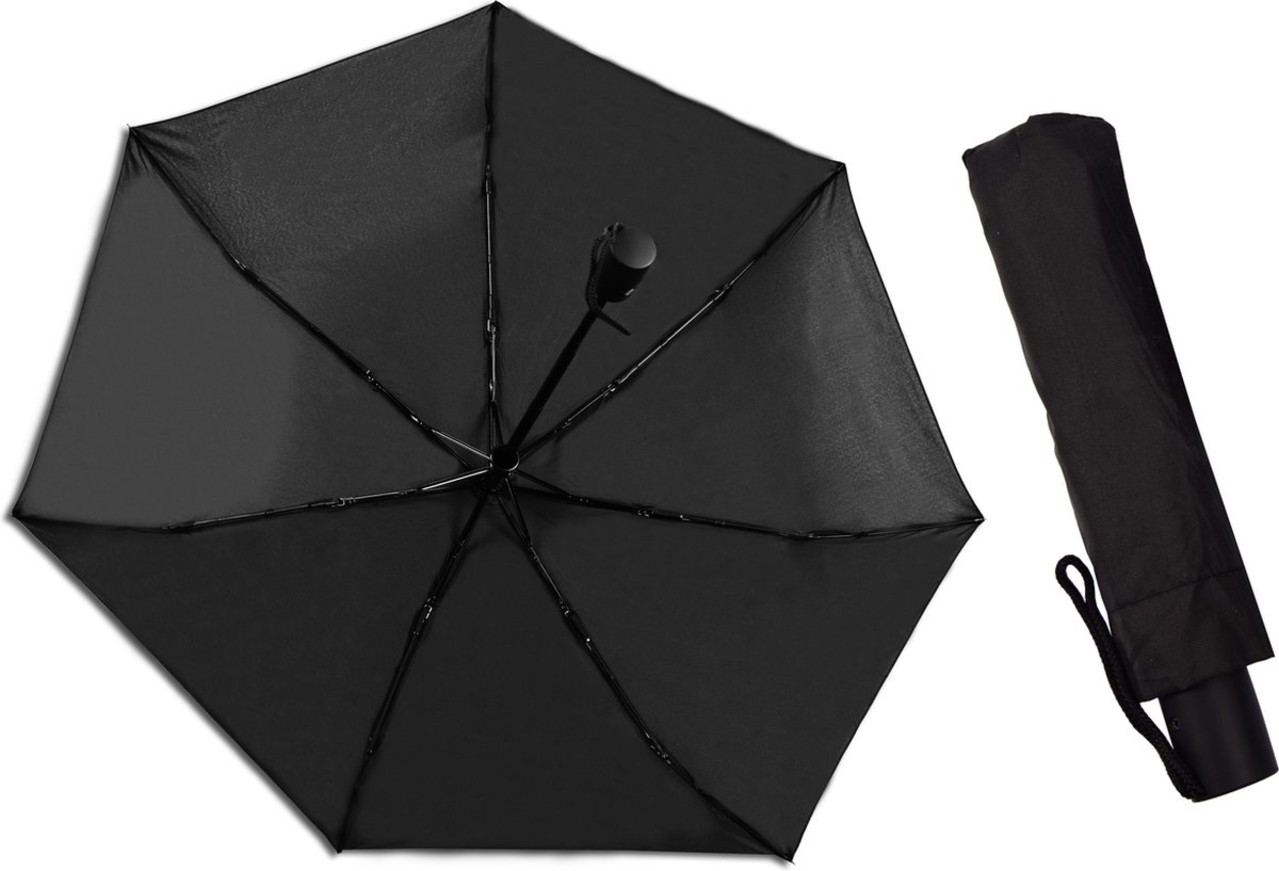 Discountershop 16x Automatic Storm Umbrella - Umbrella - Automatic, Foldable & Windproof up to 70 - 80 km p/h - Ø 95 cm - 7 panels - Double Layer - Black