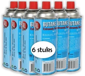 Merkloos 6 Butane Gas Cans 400ml for Camping Stoves Merkloos 6 Butane Gas Cans 400ml for Camping Stoves