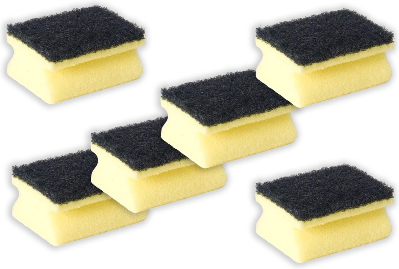 Merkloos 6x stuks schuursponzen / schuursponsjes met handgreep - 9 x 6.5 cm - sponzen / schoonmaakartikelen / reinigingsartikelen Merkloos 6x stuks schuursponzen / schuursponsjes met handgreep - 9 x 6.5 cm - sponzen / schoonmaakartikelen / reinigingsartikelen